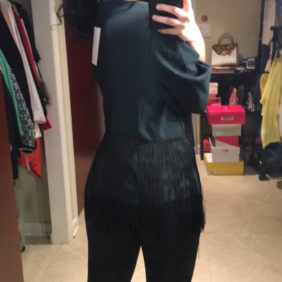 Unique Hunter Green Fringe Blouse 🍃 - Picture 6 of 6